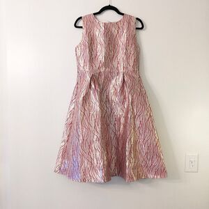 Kaimilan fit and flare jaquard champagne and red dress